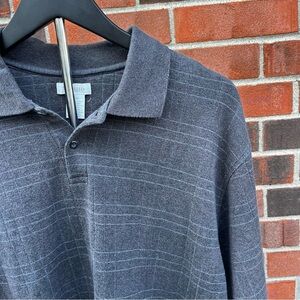 Van Heusen Gray Polo Long Sleeve Shirt Mens Large